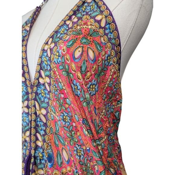 Rima SXM Halter Maxi Dress Womens OS Multi-Color Like New Art Silk Boho Print - Picture 6 of 15